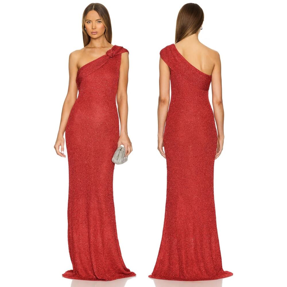 Runaway The Label Silvia Maxi Dress One Shoulder Sequin Party Formal Gala S